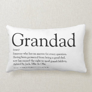 Best Ever Grandpa, Grandfather, Papa Definition Lumbar Pillow