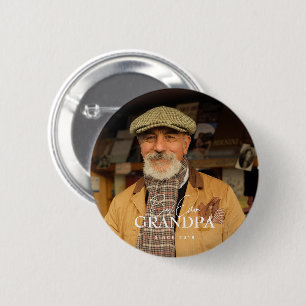 Best Ever Grandpa Since 20XX Simple Elegant Photo 2 Inch Round Button