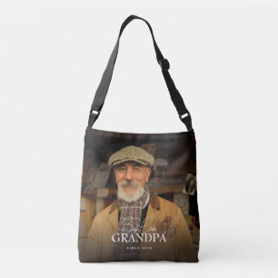 Best Ever Grandpa Since 20XX Simple Elegant Photo Crossbody Bag