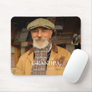 Best Ever Grandpa Since 20XX Simple Elegant Photo Mouse Pad
