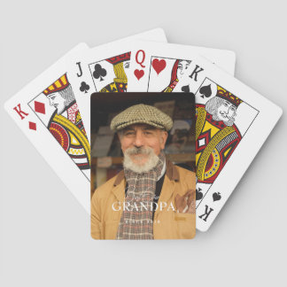 Best Ever Grandpa Since 20XX Simple Elegant Photo Playing Cards