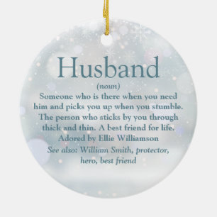 Best Ever Husband Definition Christmas Holidays Ceramic Ornament