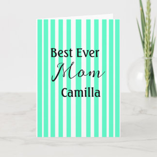 Best ever mom green stripped pattern pastel neon card