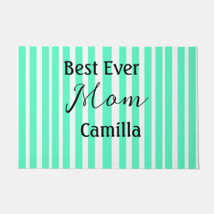 Best ever mom green stripped pattern pastel neon doormat