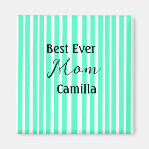 Best ever mom green stripped pattern pastel neon magnet
