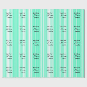 Best ever mom green stripped pattern pastel neon wrapping paper