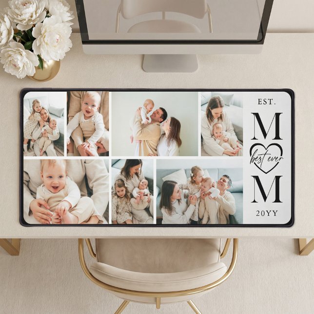 Best Ever Mom Personalized 7 Photo Collage Mother Desk Mat (Best Ever Mom Personalized 7 Photo Collage Mother Desk Mat)