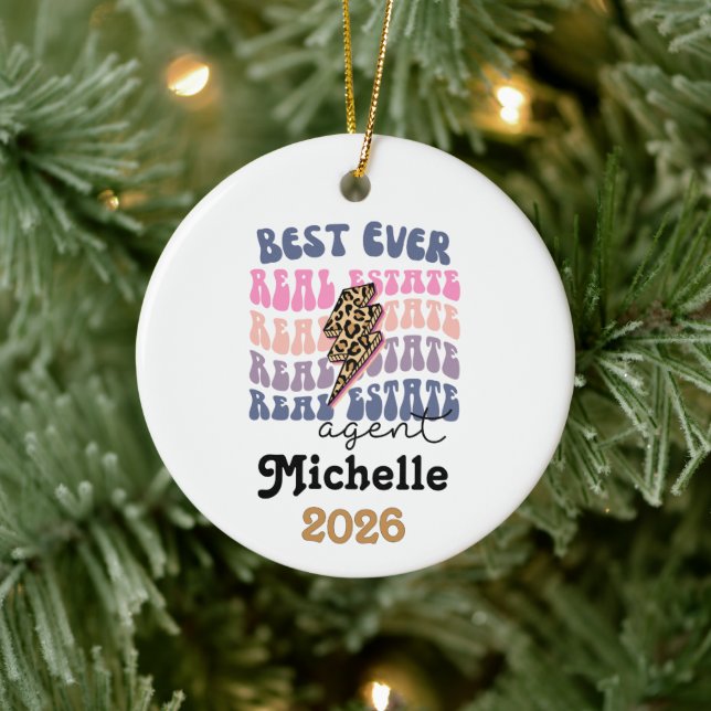 Best Ever Real Estate Agent Ceramic Ornament (Tree)
