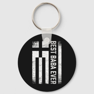 Best Ever Retro Greece Flag Fathers Day Greek Dad Keychain