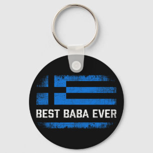 Best Ever Retro Greece Flag Fathers Day Greek Dad Keychain
