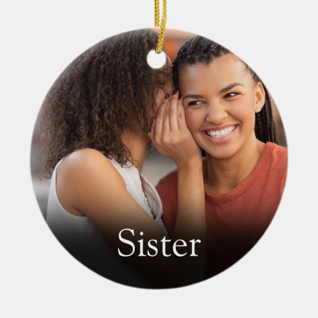 Best Ever Sister Definition Photo Girly Pink Ceramic Ornament (Front)