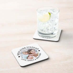 BEST EVER STEPDAD Photo Personalized Coaster