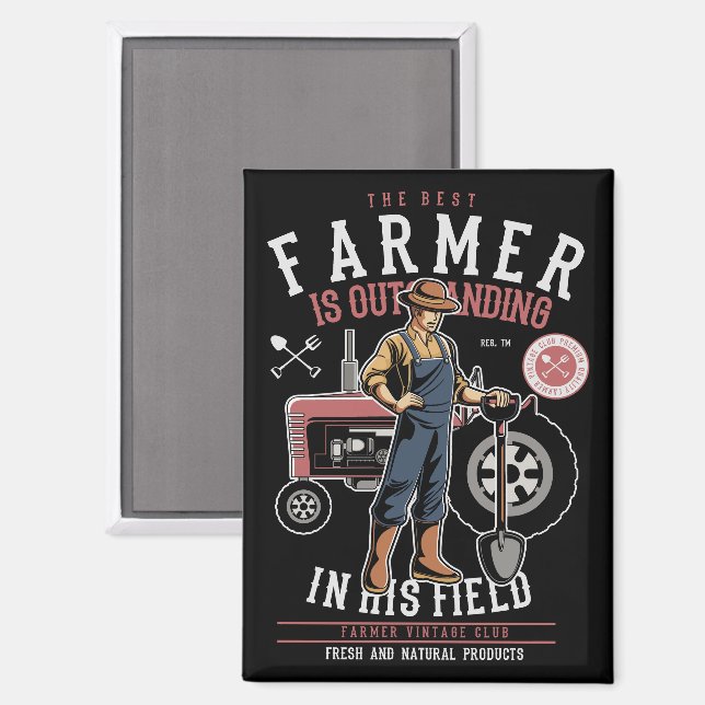 Best Farmer Vintage Mancave Postcard Magnet (Front/Back)