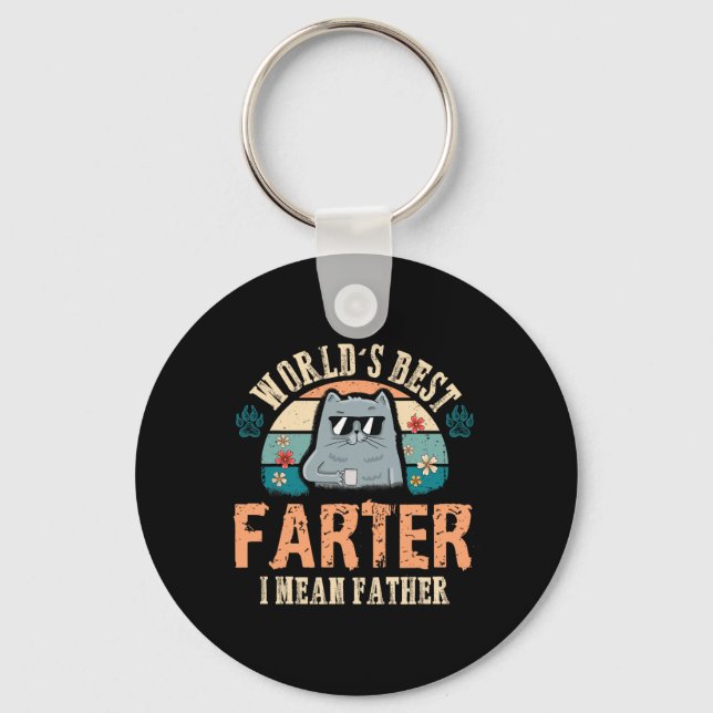 Best Farter I Mean Father Best Cat Dad Ever  Keychain (Front)