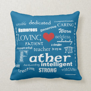 Best Father Attributes-Red Heart/Personalize Throw Pillow