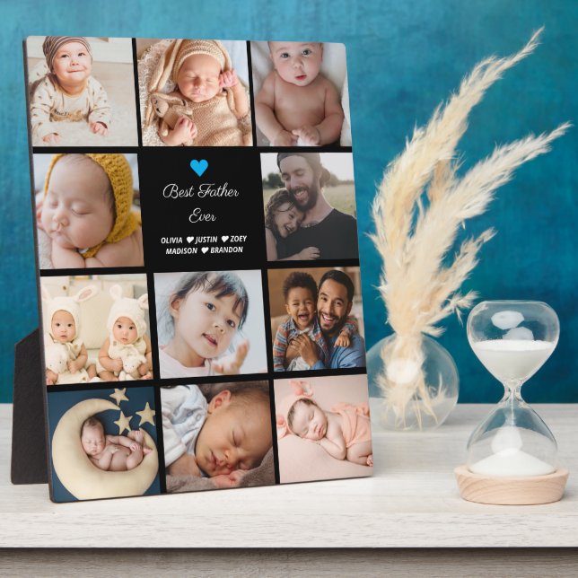 Best Father Ever 11-Photo Collage Plaque (Side)
