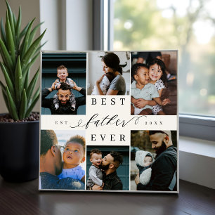 Best Father Ever   Father's Day 6 Photo Collage Plaque