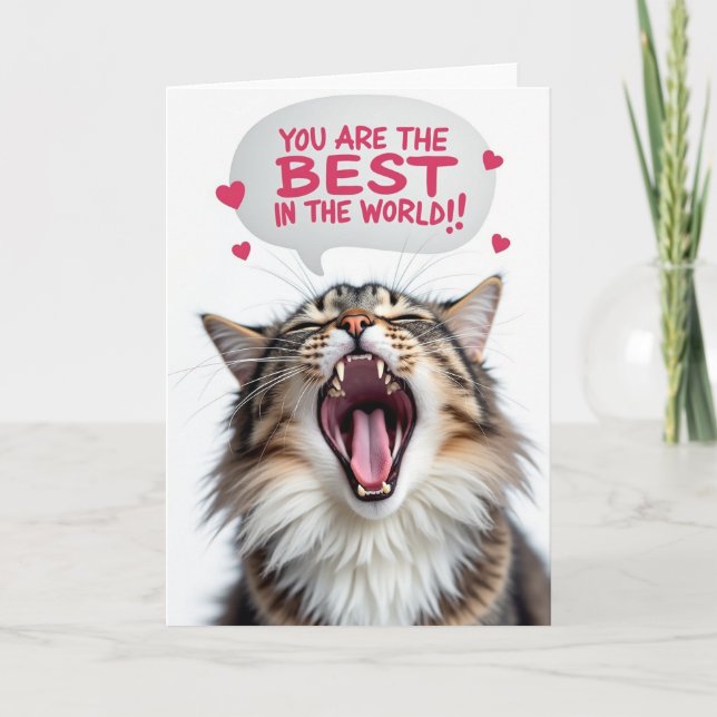 Best Father Ever Kitty Shout Card (Front)