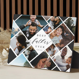 Best Father Ever Modern Photo Collage Keepsake Plaque