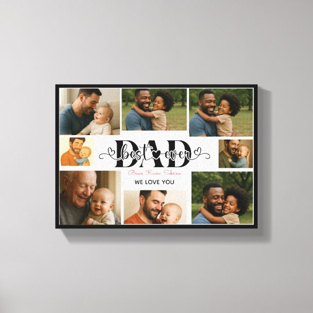 Best Father Ever personalized photo collage Canvas Print (Front)