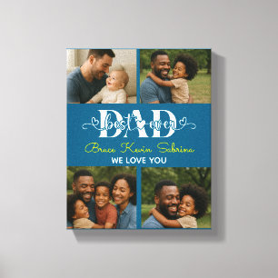 Best Father Ever Personalized Photo Collage Canvas Print