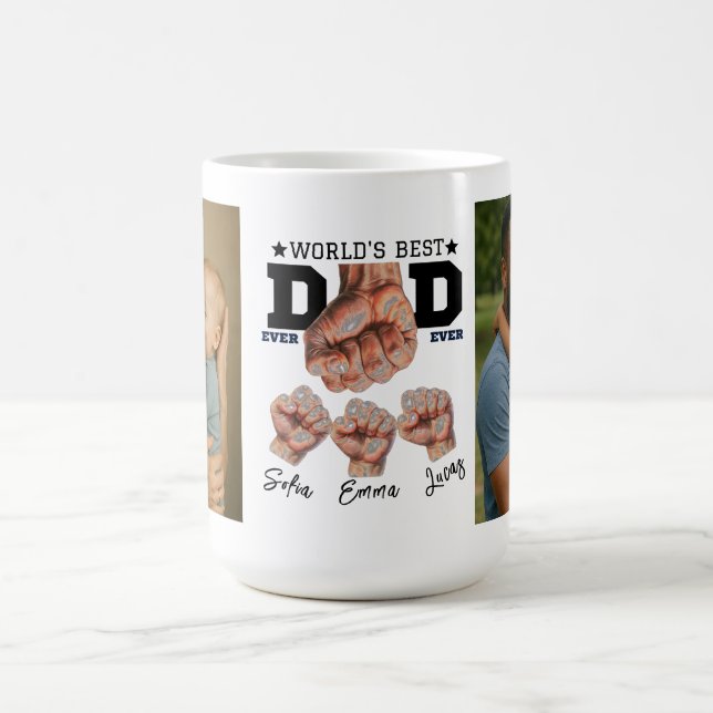 Best Father Ever Personalized Photo Collage Coffee Mug (Center)