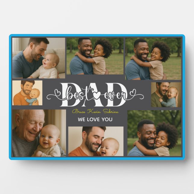 Best Father Ever personalized photo collage Plaque (Front)