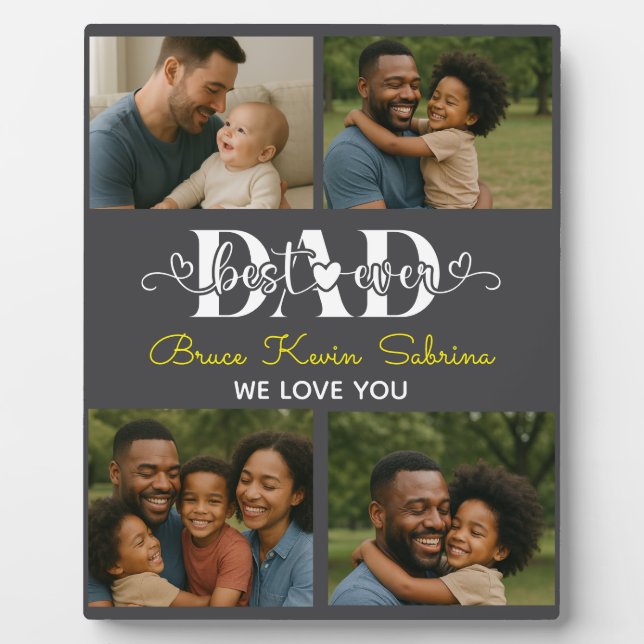 Best Father Ever Personalized Photo Collage Plaque (Front)