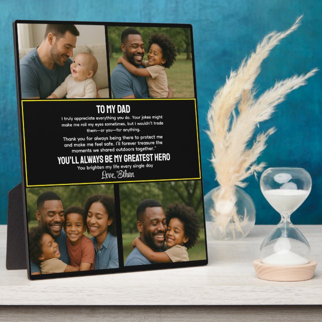 Best Father Ever Personalized Photo Collage Plaque (Side)