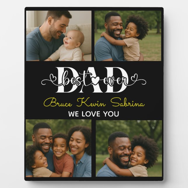 Best Father Ever Personalized Photo Collage Plaque (Front)