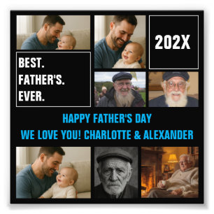 Best Father Ever Photo Collage and Custom Text
