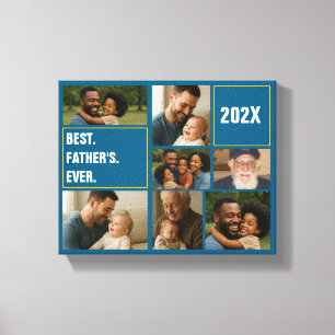 Best Father Ever Photo Collage and Custom Text Canvas Print