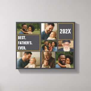 Best Father Ever Photo Collage and Custom Text Canvas Print