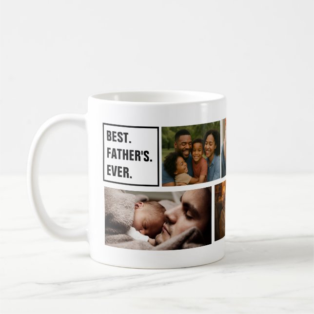 Best Father Ever Photo Collage and Custom Text Coffee Mug (Left)