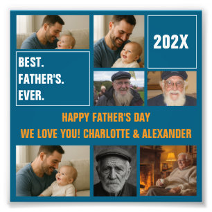 Best Father Ever Photo Collage and Custom Text Print