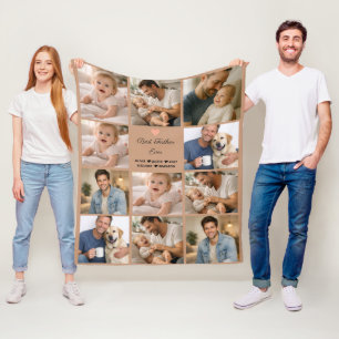 Best Father Ever Photo Collage Personalized Fleece Blanket