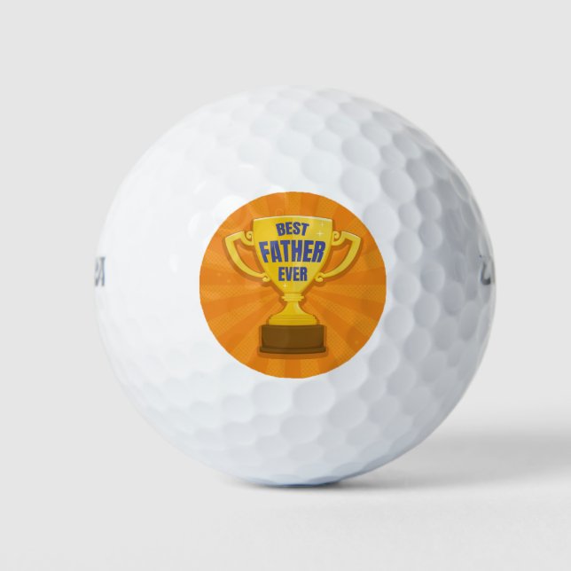 Best Father Ever Retro Trophy Cup for Dad, Daddy Golf Balls (Front)