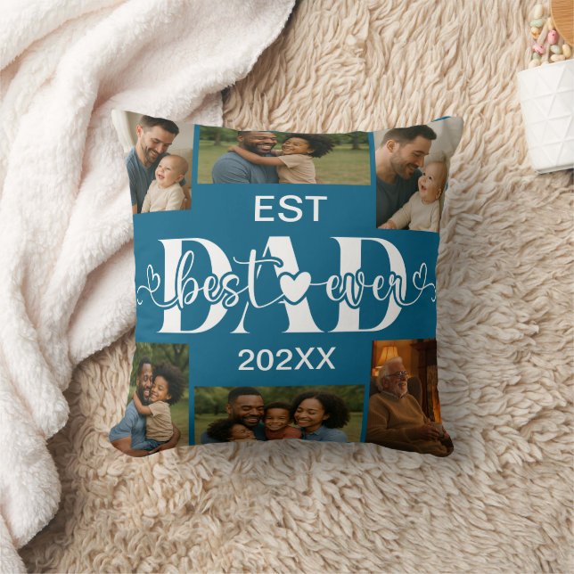 Best Father Ever Throw Pillow – Personalized Photo (Blanket)