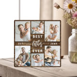 Best Father Ever - Wood Father's Day Photo Collage Plaque<br><div class="desc">Celebrate your dad with the "Best Dad Ever" Father's Day Photo Collage Plaque, a heartfelt tribute to the man who means the world to you. This beautifully crafted plaque features a high-quality, customizable photo collage, allowing you to showcase cherished memories and special moments. The collage is elegantly arranged around the...</div>