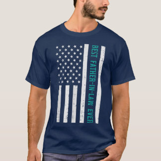 Best Father In Law Ever US Flag Vintage Fathers Da T-Shirt