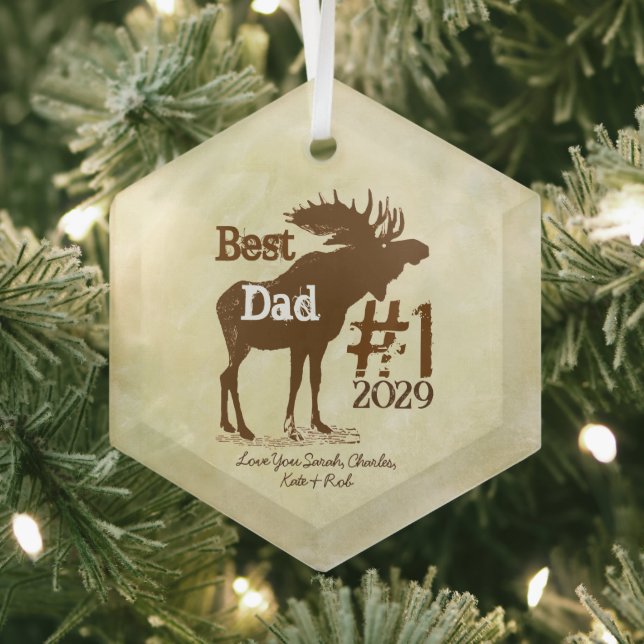 Best Father Moose Award Ornaments (Insitu)