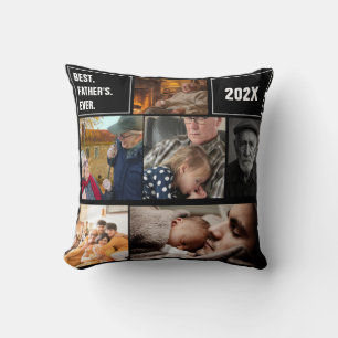 Best Father's Ever Photo Collage and Custom Text Throw Pillow