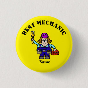 Best Female Mechanic with Tire and Wrench Button