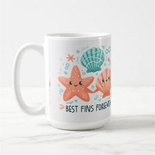 Best Fins Forever T-Shirt, Cute Starfish Seashell  Coffee Mug