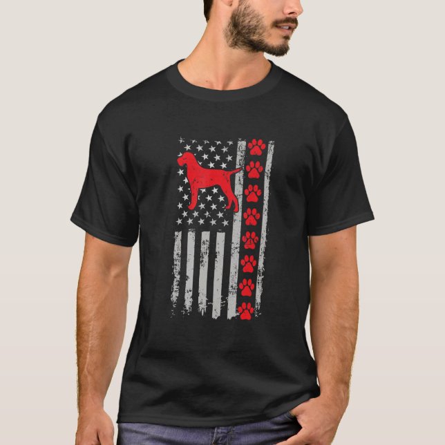 Best Firefighter Pudelpointer Mom Dad Ever Us Flag T-Shirt (Front)