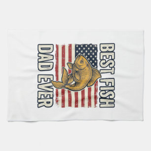 Best Fish Dad Ever Vintage Goldfish Shirt Design_1 Kitchen Towel