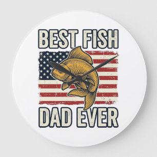 Best Fish Dad Ever Vintage Goldfish Shirt Design_1 Large Clock
