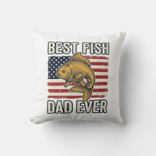 Best Fish Dad Ever Vintage Goldfish Shirt Design_1 Throw Pillow