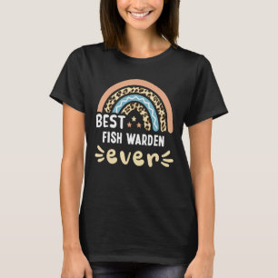 Best Fish Warden Ever Leopard Rainbow Mom T-Shirt