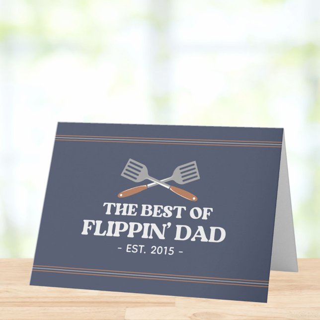 Best Flippin Dad Spatula Funny Retro Fathers Day Card (Close up)